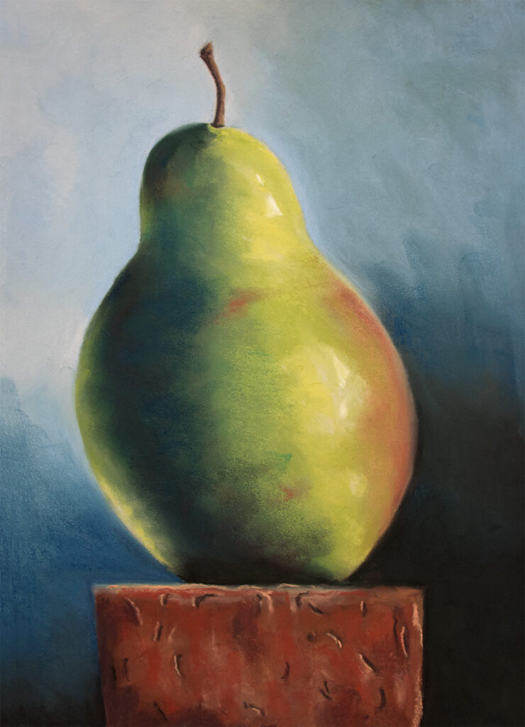 pear on brick